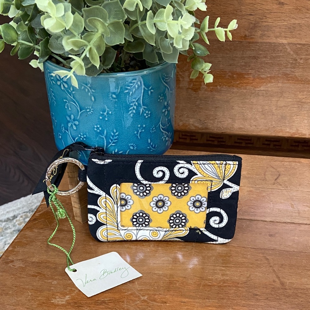 Vera Bradley Yellow Bird Floral Keychain Pouch